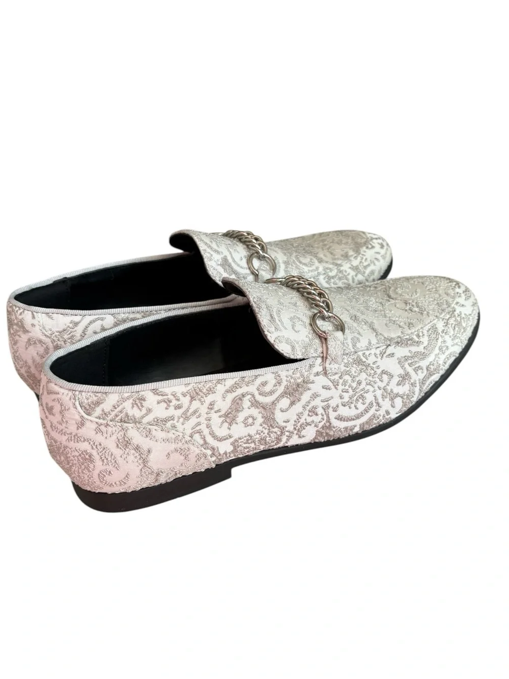 ASOS DESIGN Men's Metallic Brocade Loafers with Chain
